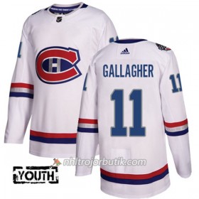 Barn Ishockey Montreal Canadiens Tröja Brendan Gallagher 11 Adidas 2017-2018 Vit Classic Authentic